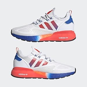 ꒰ ♩ ꒱ Adidas ZX 2K Boost White Solar Red Blue — 2WILD's Closet